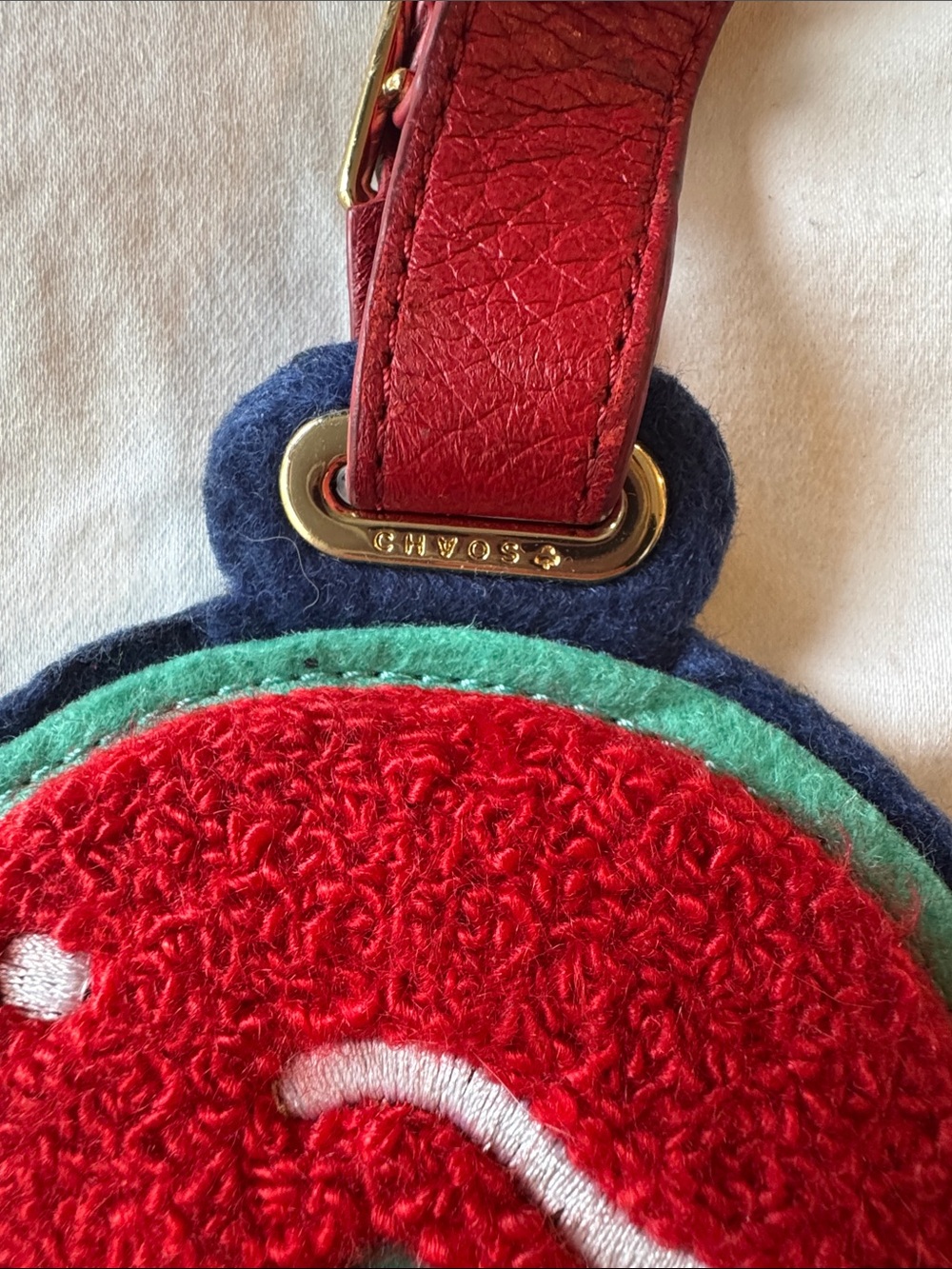 Red Letter 'S' Leather and Felt Bag Charm - Picture 3 of 3